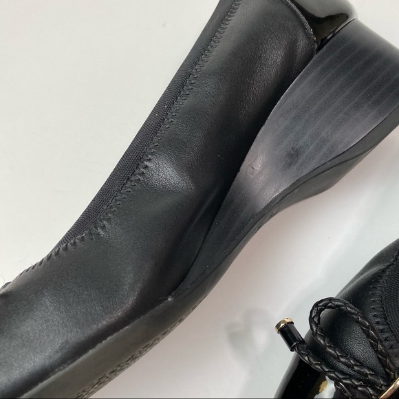 Geox Respira Black Floralie Round Toe Slip On Wedges with Bow Detail Size 9/39 - Picture 8 of 12